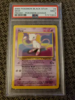 2000 POKEMON LEAGUE BLACK STAR PROMO #8 MEW NON HOLO PSA 9 MINT - Image 1