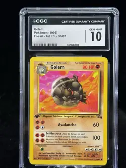 Golem #36 1st Edition Fossil 1999 Pokemon CGC 10 🪨 - Image 1