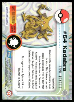 Pokemon Cards Kadabra #64 Topps Trading Cards Series 1 LP *3 - Image 2