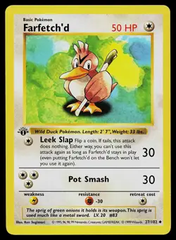 Pokemon Card - Farfetch'd 1st Edition Base Set Shadowless 27/102 - Image 1