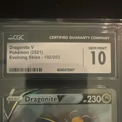 Pokemon Dragonite V Full Art Ultra Rare 192/203 Evolving Skies Holo CGC 10 230HP - Image 3