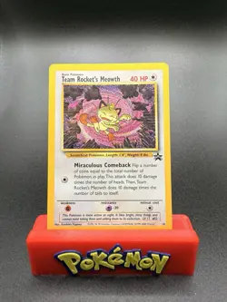 NM-MINT POKEMON Team Rocket's Meowth Black Star Promo #18 Rare WOTC TCG Never - Image 1