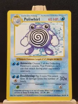 Pokemon 1999 WOTC Base Set Shadowless Poliwhirl 38/102 - Excellent - Image 1