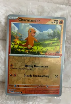 Pokemon Charmander Reverse Holo Card 004/165 GameStop Promo Sealed NM - Image 1