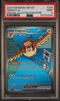 PIDGEOT #225 2023 POKEMON OBF OBSIDIAN FLAMES SPECIAL ILLUSTRATION RARE EX PSA 9 - Image 1