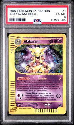 2002 POKEMON EXPEDITION #1 ALAKAZAM-HOLO PSA 6 - Image 1