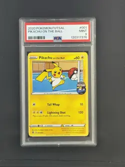 PIKACHU ON THE BALL POKEMON 001/005 2020 FUTSAL PROMO MINT ENGLISH PSA 9 - Image 1