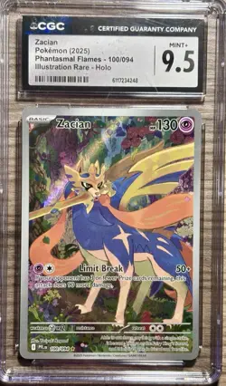 Pokemon Zacian 100/094 Phantasmal Flames Illustration Rare Holo CGC 9.5 - Image 1