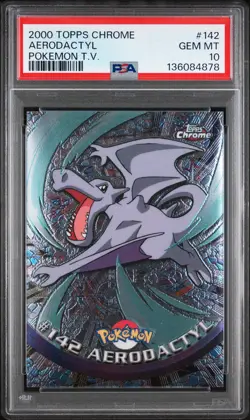 2000 TOPPS CHROME POKEMON T.V. #142 AERODACTYL PSA 10 - Image 1