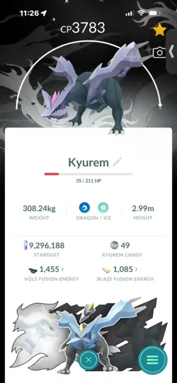 Pokemon Go Shiny Legendary Kyurem ( Background) ( High CP ) - Image 1