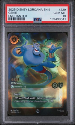 PSA 10 Genie of the Lamp Enchanted 229/204 Disney Lorcana Fabled English 2025 - Image 1