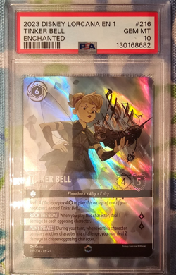 2023 Disney Lorcana TCG Tinker Bell #216/204 Enchanted PSA 10 - Image 1