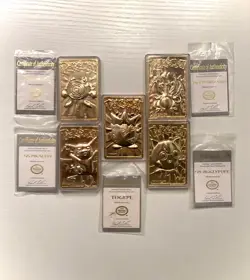Set Of 5 23K Gold Plated Pokemon Cards Vintage 1999 Burger King + COA’s & Covers - Image 1