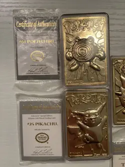 Set Of 5 23K Gold Plated Pokemon Cards Vintage 1999 Burger King + COA’s & Covers - Image 4