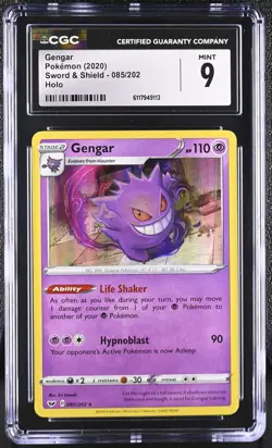 CGC 9 MINT Gengar 2020 Sword & Shield 085/202 Holo Pokemon Card - Image 1