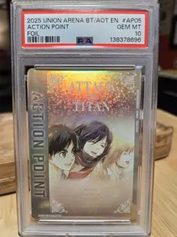 PSA 10 Action Point Card (AP05) - UE10BT: Attack on Titan (UE10BT) Foil - POP 5 - Image 1