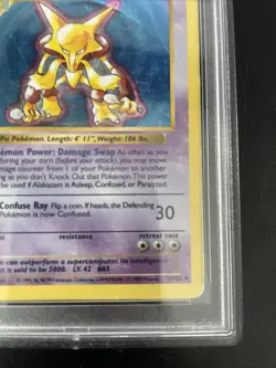 Pokemon Alakazam TCG Card 1/102 Base Set, Shadowless, Unlimited Holo Rare PSA 1 - Image 4