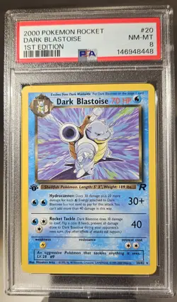 2000 Pokemon 1st Edition American Team Rocket #20 Dark Blastoise PSA-8 Non-holo - Image 2