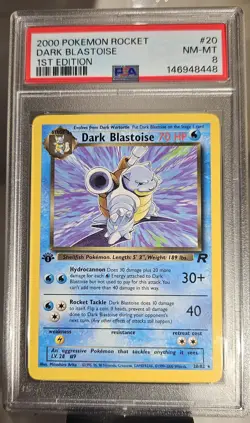 2000 Pokemon 1st Edition American Team Rocket #20 Dark Blastoise PSA-8 Non-holo - Image 3