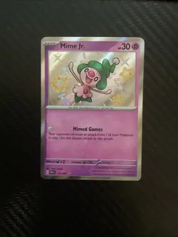 Pokemon TCG English Mime Jr. 157/091 Sv: Paldean Fates Holo Shiny NM - Image 1