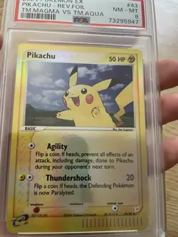 2004 Pokemon EX Pikachu Reverse Holo Team Magma vs. Team Aqua #43/95 PSA 8 NM - Image 1