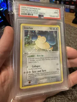 2004 POKEMON EX FIRE RED & LEAF GREEN #15 SNORLAX-HOLO PSA 9 W Swirl - Image 1