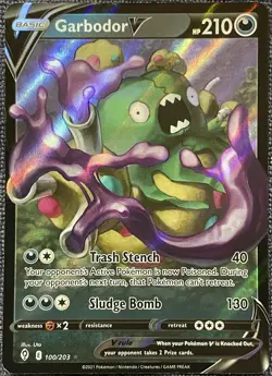 Garbodor V Ultra Rare - 100/203 - Evolving Skies Pokemon 2021 - Image 1