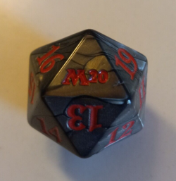MTG Spindown d20 Oversized M20 Core Set 2020 Silver Gray Life Counter - Image 1