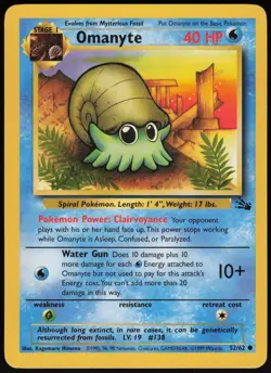Omanyte 52/62 Common Fossil Pokemon Near Mint - Image 1