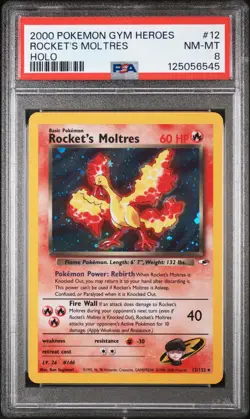 Rocket'S Moltres #12 2000 Pokemon Gym Heroes PSA 8 250001 - Image 1