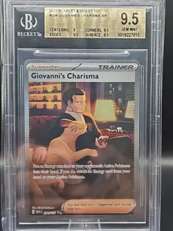 Pokemon TCG 151 Full Art Trainer Giovanni's Charisma 204/165 Beckett 9.5 - Image 1