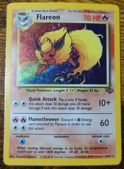 Flareon 3/64 Holo Jungle Set Rare Pokemon Card MP^ - Image 1