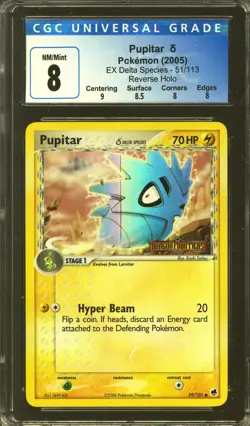 Pokemon EX Delta Species Reverse Holo Foil Pupitar 59/102 CGC 8 subs - Image 1