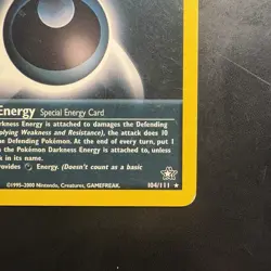 Pokemon Vintage Non-Holo Rare Darkness Energy 104/111 Neo Genesis Wotc 2000 - Image 4
