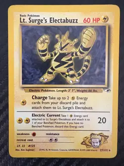 Vintage pokemon Gym Heroes non holo rare lt.surge’s Electabuzz old tcg card - Image 1