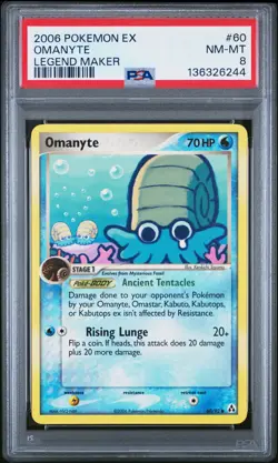 2006 POKEMON EX LEGEND MAKER #60 OMANYTE PSA 8 - Image 1