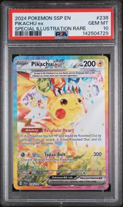 2024 POKEMON SSP EN-SURGING SPARKS SPECIAL ILLUSTRATION RARE PIKACHU EX PSA 10 - Image 1