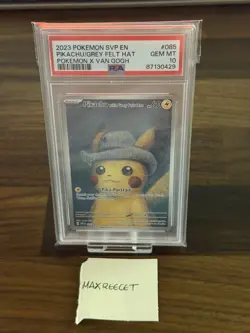 PSA 10 VAN GOGH PIKACHU GREY FELT HAT SVP 085 BLACK STAR PROMO POKEMON TCG - Image 1