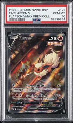 2021 POKEMON SWSH BLACK STAR PROMO #179 FULL ART/FLAREON V PSA 10 - Image 1