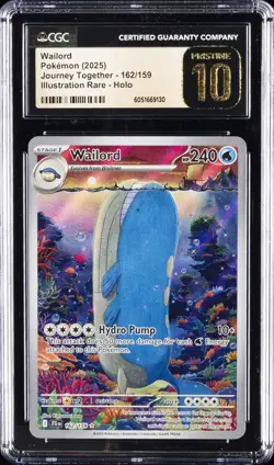 2025 POKEMON JOURNEY TOGETHER - ILLUSTRATION RARE - HOLO WAILORD CGC 10 PERFECT - Image 1