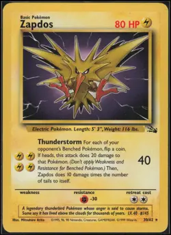 Zapdos 30/62 Rare Fossil Pokemon Lightly Played - Image 1