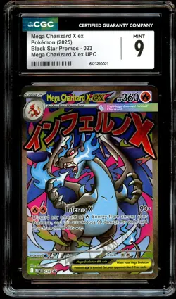 CGC 9 MINT Mega Charizard X Ex MEP 023 Black Star MEP023 Pokemon Card 021 - Image 1