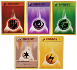 Selection of 5 Energy Pokemon Cards Red Green Silver Purple Yellow 1999/2000 - Image 1