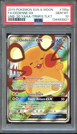 Dedenne GX 195a/214 Unbroken Bonds Full Art Rare PSA 10 Gem Mint Pokemon Card - Image 1