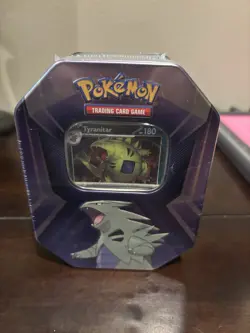 Pokemon TCG Triple Whammy Tin Tyranitar Sealed w/ Promo Cards & Booster Packs - Image 1