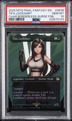 2025 MTG FINAL FANTASY CHARACTER BORDERLESS-SURGE FOIL TIFA LOCKHART PSA 10 - Image 1
