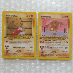 1st Edition Hitmonlee 42/105 Hitmonchan 69/105 Neo Destiny Vintage Pokemon Card - Image 1