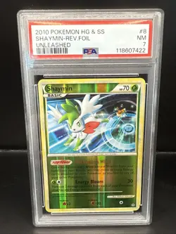 Pokemon Card Shaymin 8/95 Reverse Holo Foil Unleashed PSA 7 NM - Image 1