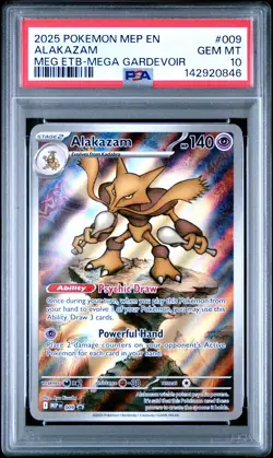 2025 POKEMON MEP EN-ME BLACK STAR PROMO #009 ALAKAZAM PSA 10 - Image 1