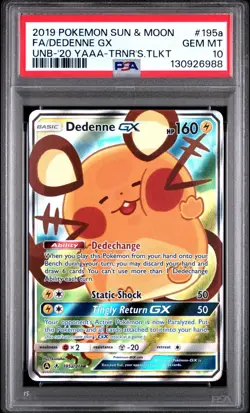 Pokemon Dedenne GX 195a/214 Full Art Toolkit Promo SM PSA 10 GEM MINT - Image 1